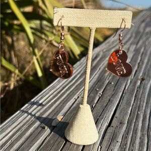 Light weight nickel free profanity hearts. Rose gold laser cut heart acrylic